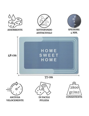 Rutschfeste Badematte mit saugfähigem Duschsitz SWEET HOME