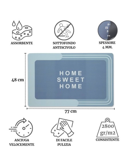 Alfombrilla de baño antideslizante con asiento de ducha absorbente SWEET HOME