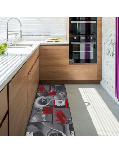 Tapis de cuisine antidérapant avec allée de 50 cm de large. ROSE NOUVEAU