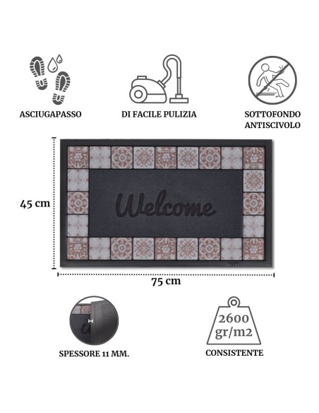 Tapis de saleté extérieur et intérieur 45X75 cm. MAJESTUEUX