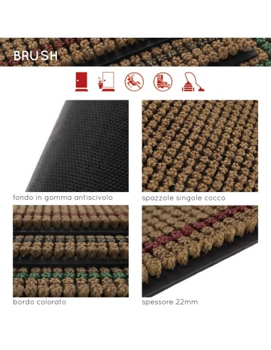 Zerbino in cocco e gomma 45x75 cm. BRUSH