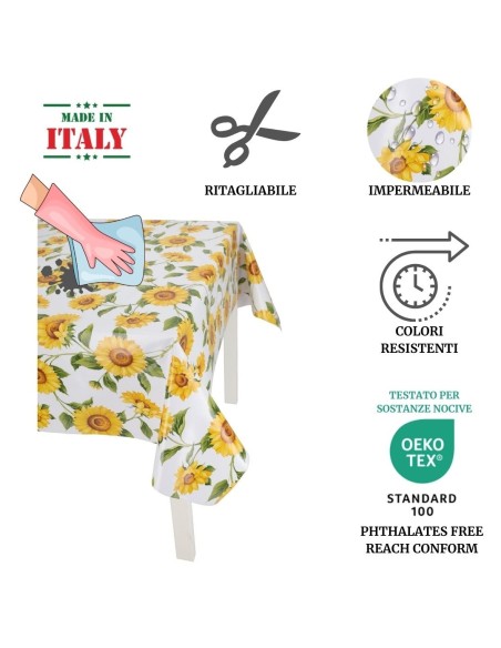 Italienische laminierte Tischdecke FIORI E FOGLIE