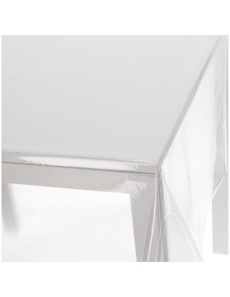 Transparente kunststoffbeschichtete Tischdecke H 137 cm. GEPRÄGTER KRISTALL