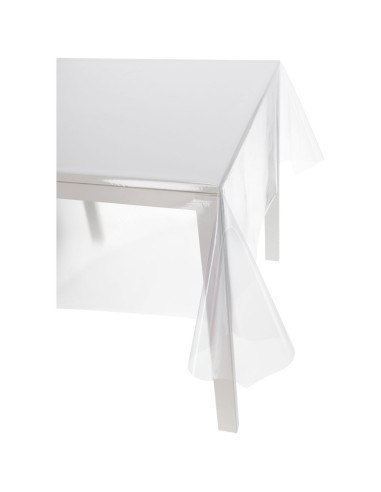 Transparente kunststoffbeschichtete Tischdecke H 137 cm. GEPRÄGTER KRISTALL