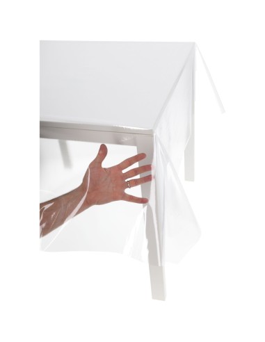Transparente kunststoffbeschichtete Tischdecke H 137 cm. GEPRÄGTER KRISTALL