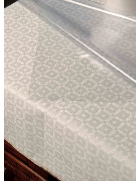 Nappe plastifiée transparente h 137 cm. CRISTAL REBOSSÉ