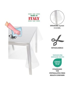 Nappe plastifiée transparente h 137 cm. CRISTAL REBOSSÉ 2