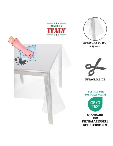 Tovaglia trasparente plastificata h 137 cm. CRISTALLO GOFFRATO