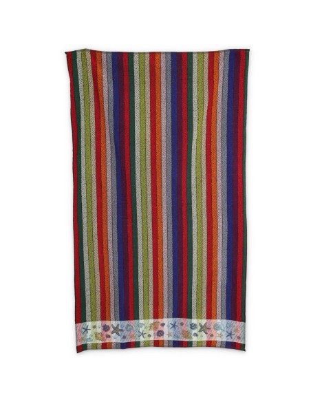Grande serviette de plage en coton éponge RAYURES MULTICOLORES 100x170 cm.