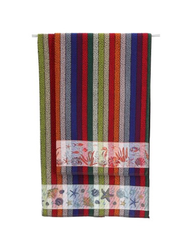 Großes Frottee-Baumwoll-Strandtuch MULTICOLOR STRIPES 100x170 cm.