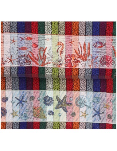 Grande serviette de plage en coton éponge RAYURES MULTICOLORES 100x170 cm.