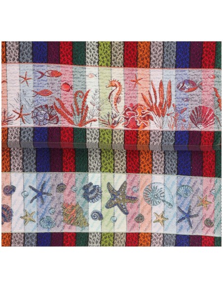 Grande serviette de plage en coton éponge RAYURES MULTICOLORES 100x170 cm.