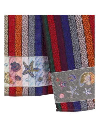 Grande serviette de plage en coton éponge RAYURES MULTICOLORES 100x170 cm.