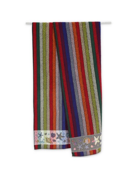Großes Frottee-Baumwoll-Strandtuch MULTICOLOR STRIPES 100x170 cm.