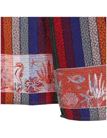 Grande serviette de plage en coton éponge RAYURES MULTICOLORES 100x170 cm.