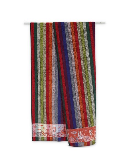 Großes Frottee-Baumwoll-Strandtuch MULTICOLOR STRIPES 100x170 cm.