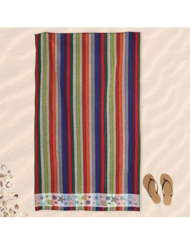 Toalla de playa grande de rizo de algodón RAYAS MULTICOLOR 100x170 cm.