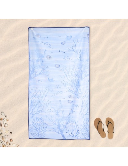Serviette de plage en microfibre 90x170 cm. DOUBLE AQUARIUM