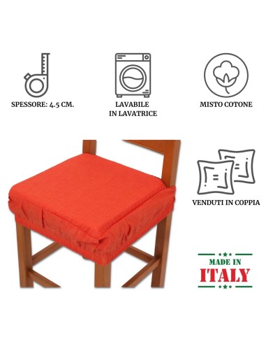 PAR de cojines funda de silla acolchados y desenfundables con goma elástica SOLID COLOR MELANGE