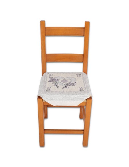 Cojín tapizado para funda de silla con solapas CORAZONES DE LAVANDA