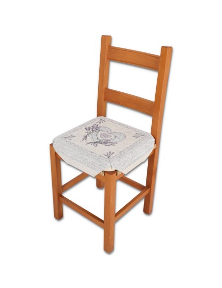 Cojín tapizado para funda de silla con solapas CORAZONES DE LAVANDA