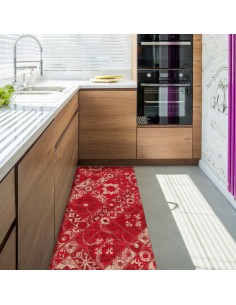 Alfombrilla de pasillo de corredor de corte crudo antideslizante H67 cm. ROSONE ROSSO 2