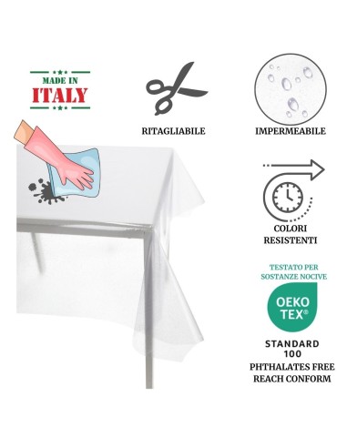 Tovaglia  trasparente plastificata italiana GLITTER