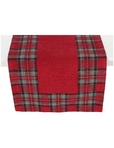 Centro de mesa, corredor, mantel jacquard cubremesa de chenilla TARTÁN