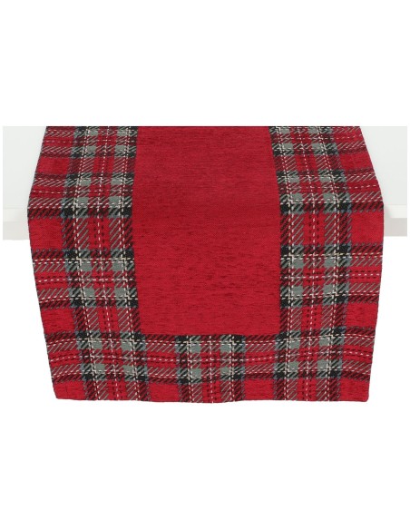 Centrotavola, runner, tovaglia copritavolo jacquard piazzato in ciniglia TARTAN