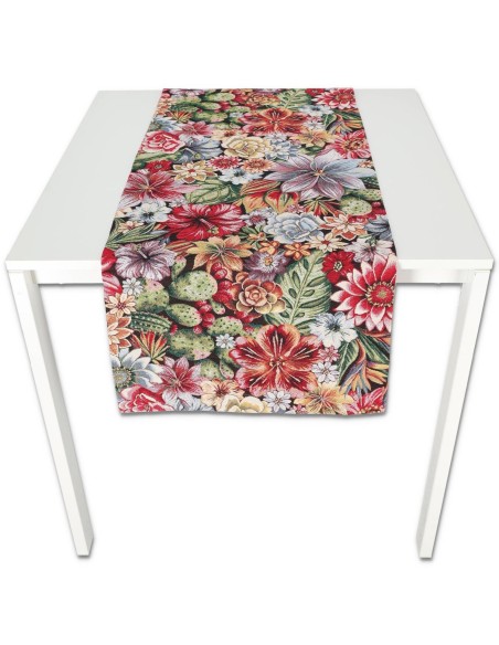 Centre de table, chemin de table en jacquard placé haute définition TROPICAL