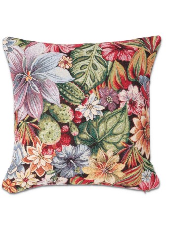 Funda de cojín de sofá de chenilla TROPICAL 40X40 cm.