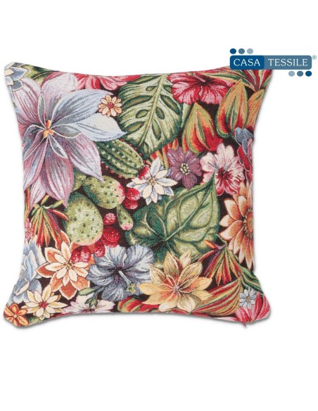 Housse de coussin de canapé en chenille TROPICAL 40X40 cm.