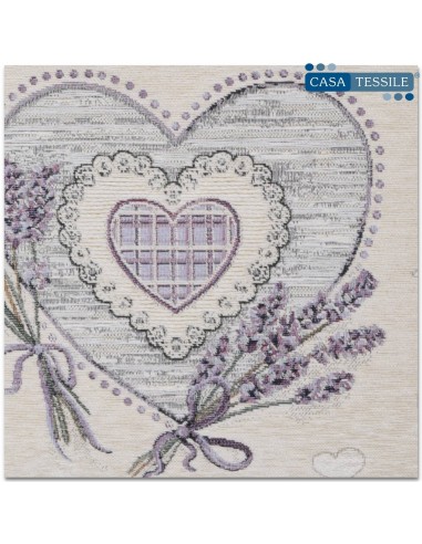Fodera cuscino divano in ciniglia CUORI LAVANDA