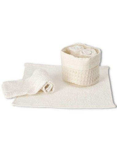 Juego de toallitas de baño 4 uds. con cesta de gofres