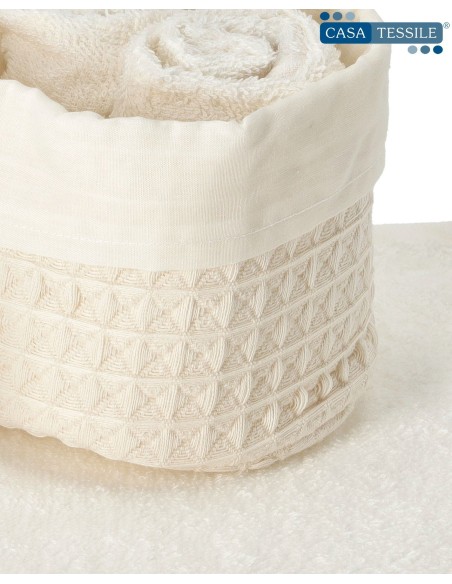 Badezimmer-Waschlappen-Set 4-tlg. mit Waffelkorb