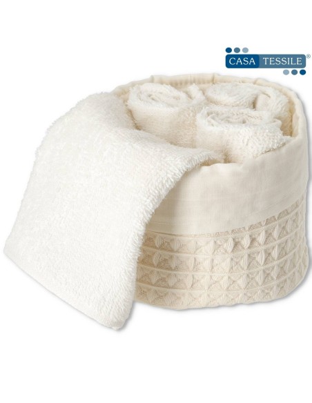 Set lavette bagno 4 pz. con cestino WAFFLE