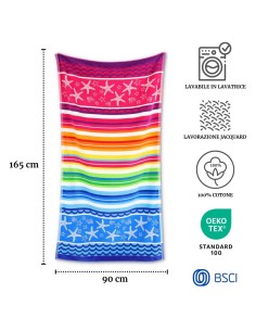 Serviette de plage en coton jacquard 90X165 cm. ÉTOILE DE MER 2