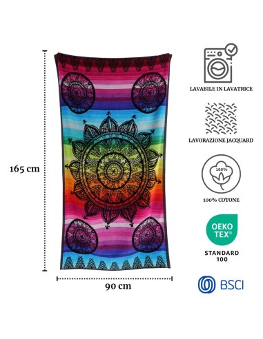 Serviette de plage en coton jacquard 90X165 cm. DEHLI