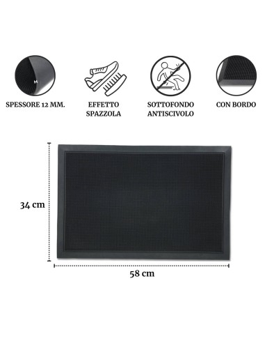 Tapis en caoutchouc naturel antidérapant en demi-lune ou rectangulaire ROLLER