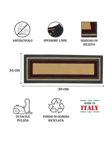 Zerbino scalino ingresso BORDO FLOMAT 25x70 cm.