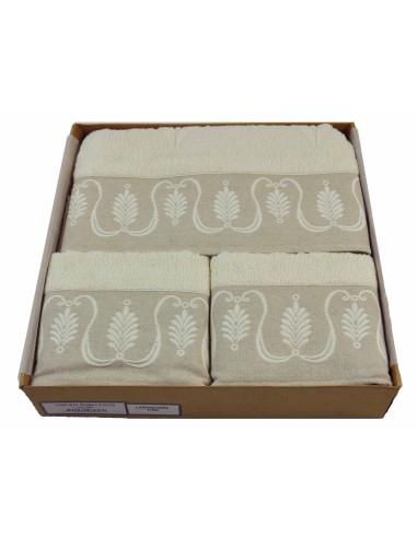 Linum naturale 5 teiliges Set aus Baumwolle Handtücher Terry