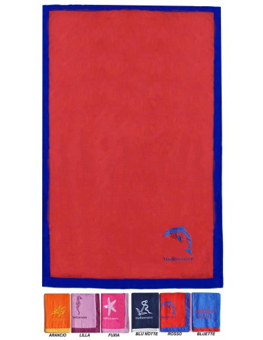 Mediterraneo Serviette de plage brodée solide 90 x 170 cm