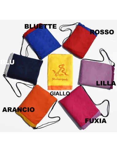 Telo mare lettino ricamato con tasche 70x190 cm