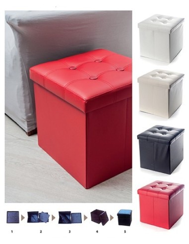 Ecopelle pouf contenitore tinta unita