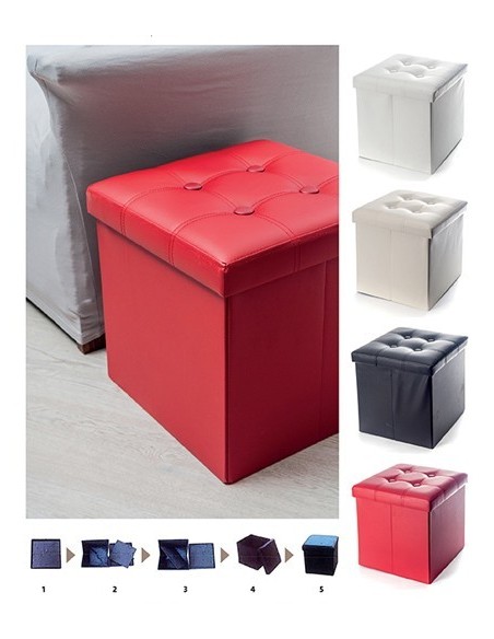 Ecopelle pouf contenitore tinta unita