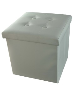 Ecopelle rangement couleur unie Ottoman 2